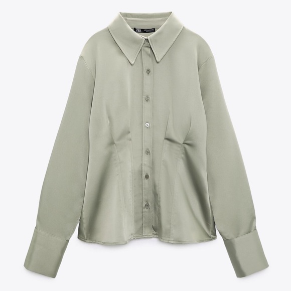 Zara FITTED SATIN EFFECT SHIRT - Picture 1 of 9